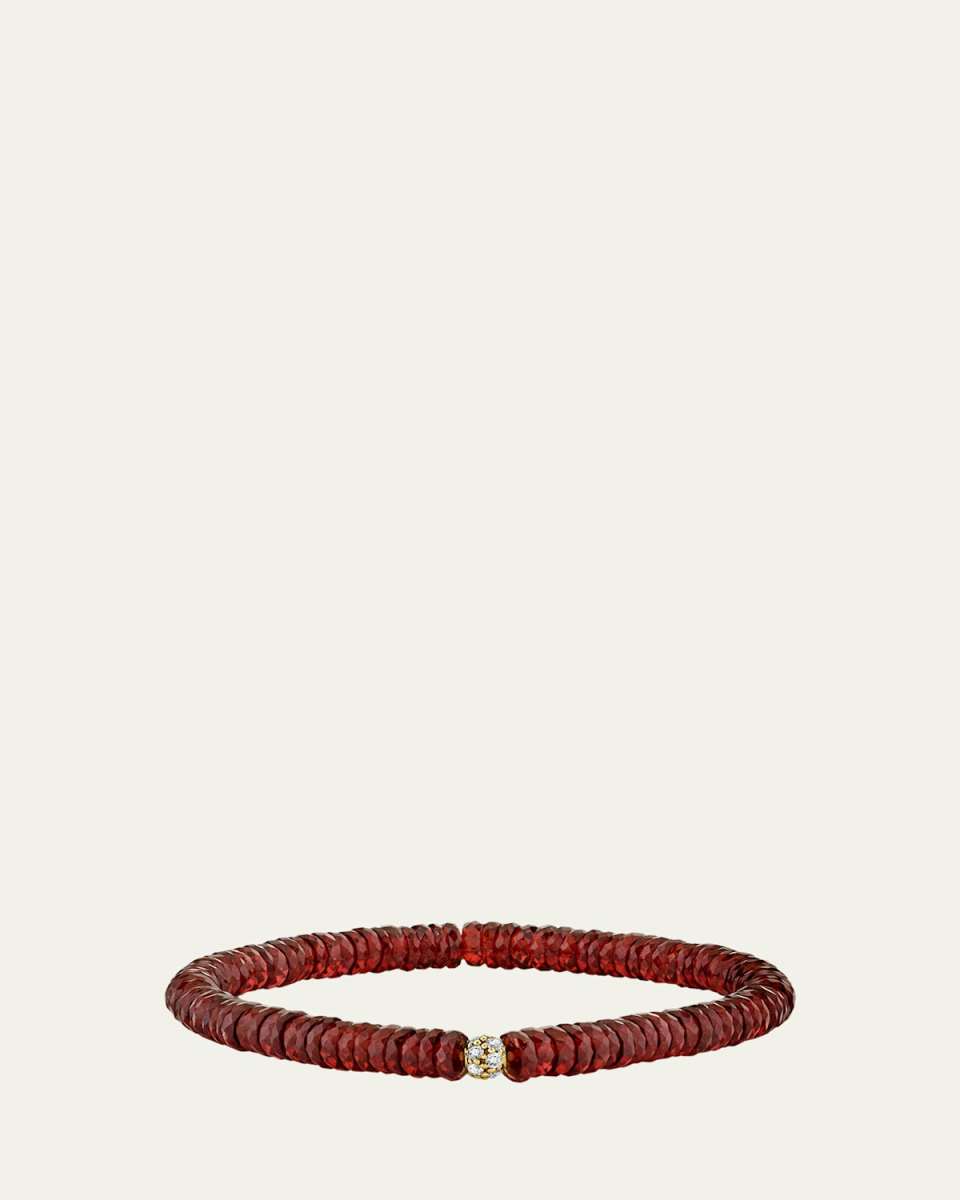 Garnet Faceted Bracelet with Pavé Diamond Ball